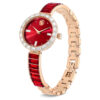 Zegarek Matrix z bransoletką typu bangle, wyprodukowany w Szwajcarii, bransoletka z kryształami, czerwony, wykończenie w odcieniu różowego złota Zegarek Matrix z bransoletką typu bangle, wyprodukowany w Szwajcarii, bransoletka z kryształami, czerwony, wykończenie w odcieniu różowego złota