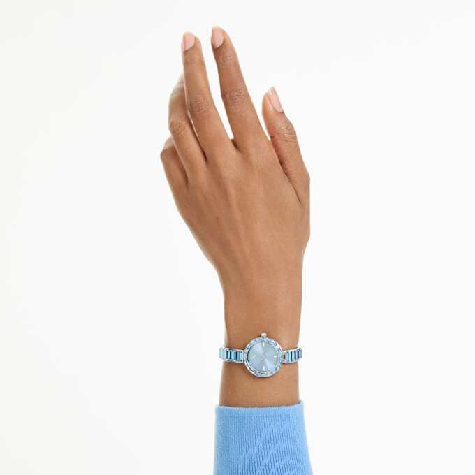 Zegarek Matrix z bransoletką typu bangle, wyprodukowany w Szwajcarii, bransoletka z kryształami, niebieski, stal nierdzewna Zegarek Matrix z bransoletką typu bangle, wyprodukowany w Szwajcarii, bransoletka z kryształami, niebieski, stal nierdzewna