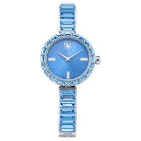 Zegarek Matrix z bransoletką typu bangle, wyprodukowany w Szwajcarii, bransoletka z kryształami, niebieski, stal nierdzewna