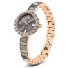 Zegarek Matrix z bransoletką typu bangle, wyprodukowany w Szwajcarii, bransoletka z kryształkami, szary, wykończenie w odcieniu różowego złota Zegarek Matrix z bransoletką typu bangle, wyprodukowany w Szwajcarii, bransoletka z kryształkami, szary, wykończenie w odcieniu różowego złota