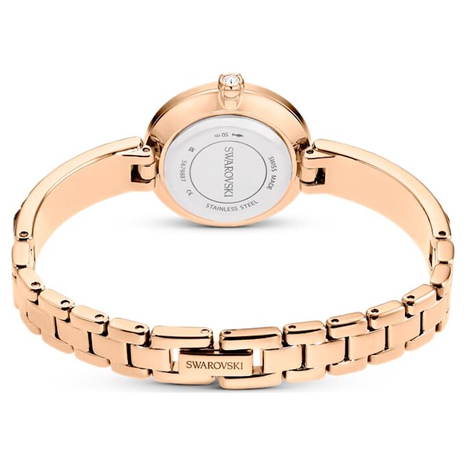 Zegarek Matrix z bransoletką typu bangle, wyprodukowany w Szwajcarii, bransoletka z kryształkami, szary, wykończenie w odcieniu różowego złota Zegarek Matrix z bransoletką typu bangle, wyprodukowany w Szwajcarii, bransoletka z kryształkami, szary, wykończenie w odcieniu różowego złota