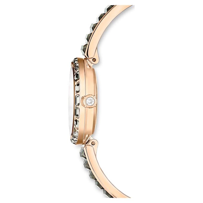 Zegarek Matrix z bransoletką typu bangle, wyprodukowany w Szwajcarii, bransoletka z kryształkami, szary, wykończenie w odcieniu różowego złota Zegarek Matrix z bransoletką typu bangle, wyprodukowany w Szwajcarii, bransoletka z kryształkami, szary, wykończenie w odcieniu różowego złota