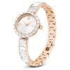 Zegarek Matrix z bransoletką typu bangle, wyprodukowany w Szwajcarii, z kryształami, biały, wykończenie w odcieniu różowego złota Zegarek Matrix z bransoletką typu bangle, wyprodukowany w Szwajcarii, z kryształami, biały, wykończenie w odcieniu różowego złota