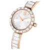 Zegarek Matrix z bransoletką typu bangle, wyprodukowany w Szwajcarii, z kryształami, biały, wykończenie w odcieniu różowego złota Zegarek Matrix z bransoletką typu bangle, wyprodukowany w Szwajcarii, z kryształami, biały, wykończenie w odcieniu różowego złota