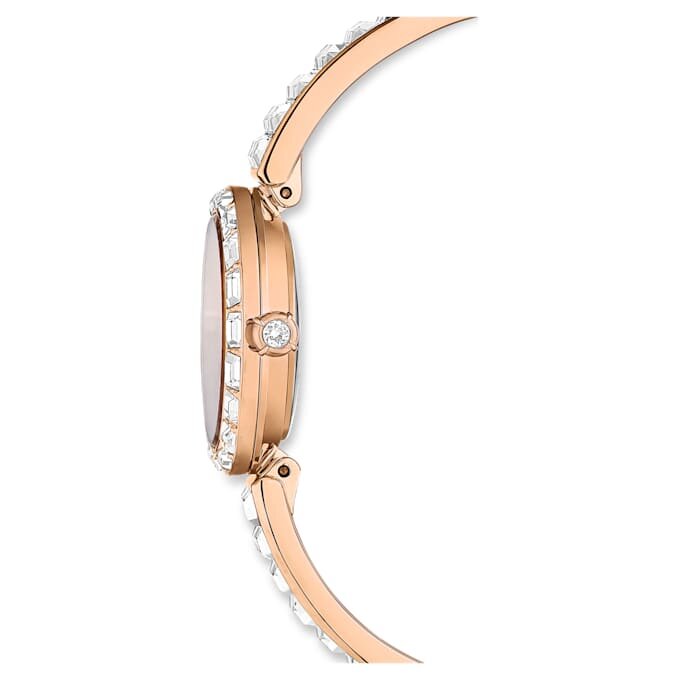 Zegarek Matrix z bransoletką typu bangle, wyprodukowany w Szwajcarii, z kryształami, biały, wykończenie w odcieniu różowego złota Zegarek Matrix z bransoletką typu bangle, wyprodukowany w Szwajcarii, z kryształami, biały, wykończenie w odcieniu różowego złota