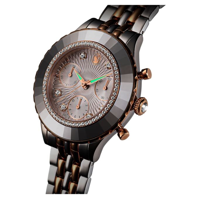 Zegarek Octea Chrono Swiss Made, metalowa bransoletka, wykończenie w odcieniu różowego złota, mieszanka metali Zegarek Octea Chrono Swiss Made, metalowa bransoletka, wykończenie w odcieniu różowego złota, mieszanka metali