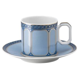 Filiżanka do espresso Signum z spodkiem, porcelana, niebieska