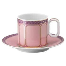 Filiżanka do espresso Signum z spodkiem, porcelana, różowa