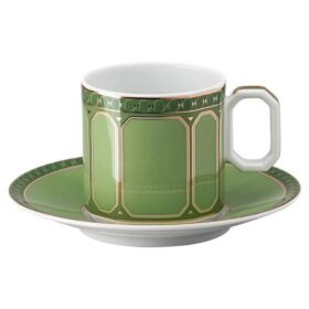 Filiżanka do espresso Signum z spodkiem, porcelana, zielona