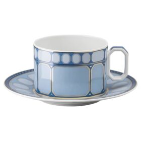 Filiżanka z spodkiem Signum, porcelana, niebieska