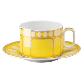 Filiżanka z spodkiem Signum, porcelana, żółta