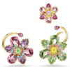 Zestaw kolczyków typu ear cuff „Idyllia” (3 szt.), asymetryczny wzór, różne szlify, motyw kwiatowy, wielokolorowe, pozłacane Zestaw kolczyków typu ear cuff „Idyllia” (3 szt.), asymetryczny wzór, różne szlify, motyw kwiatowy, wielokolorowe, pozłacane