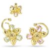 Zestaw kolczyków typu ear cuff „Idyllia” (3 szt.), asymetryczny wzór, różne szlify, motyw kwiatowy, wielokolorowe, pozłacane Zestaw kolczyków typu ear cuff „Idyllia” (3 szt.), asymetryczny wzór, różne szlify, motyw kwiatowy, wielokolorowe, pozłacane