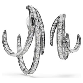Zestaw kolczyków typu ear cuff z kolekcji „The Vienna Collection” (3 szt.), wzór piórka, białe, pokryte rutenem