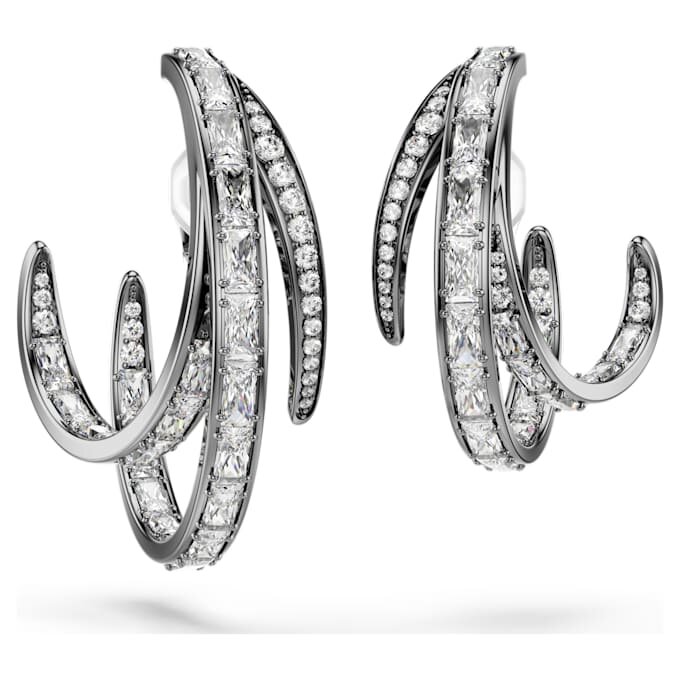 Zestaw kolczyków typu ear cuff z kolekcji „The Vienna Collection” (3 szt.), wzór piórka, białe, pokryte rutenem Zestaw kolczyków typu ear cuff z kolekcji „The Vienna Collection” (3 szt.), wzór piórka, białe, pokryte rutenem
