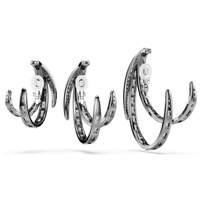Zestaw kolczyków typu ear cuff z kolekcji „The Vienna Collection” (3 szt.), wzór piórka, białe, pokryte rutenem Zestaw kolczyków typu ear cuff z kolekcji „The Vienna Collection” (3 szt.), wzór piórka, białe, pokryte rutenem