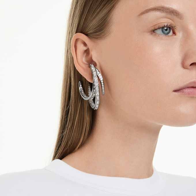 Zestaw kolczyków typu ear cuff z kolekcji „The Vienna Collection” (3 szt.), wzór piórka, białe, pokryte rutenem Zestaw kolczyków typu ear cuff z kolekcji „The Vienna Collection” (3 szt.), wzór piórka, białe, pokryte rutenem