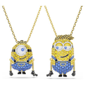 Zestaw Minions James i Henry z pavé, wielokolorowy, pozłacany