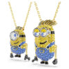 Zestaw Minions James i Henry z pavé, wielokolorowy, pozłacany